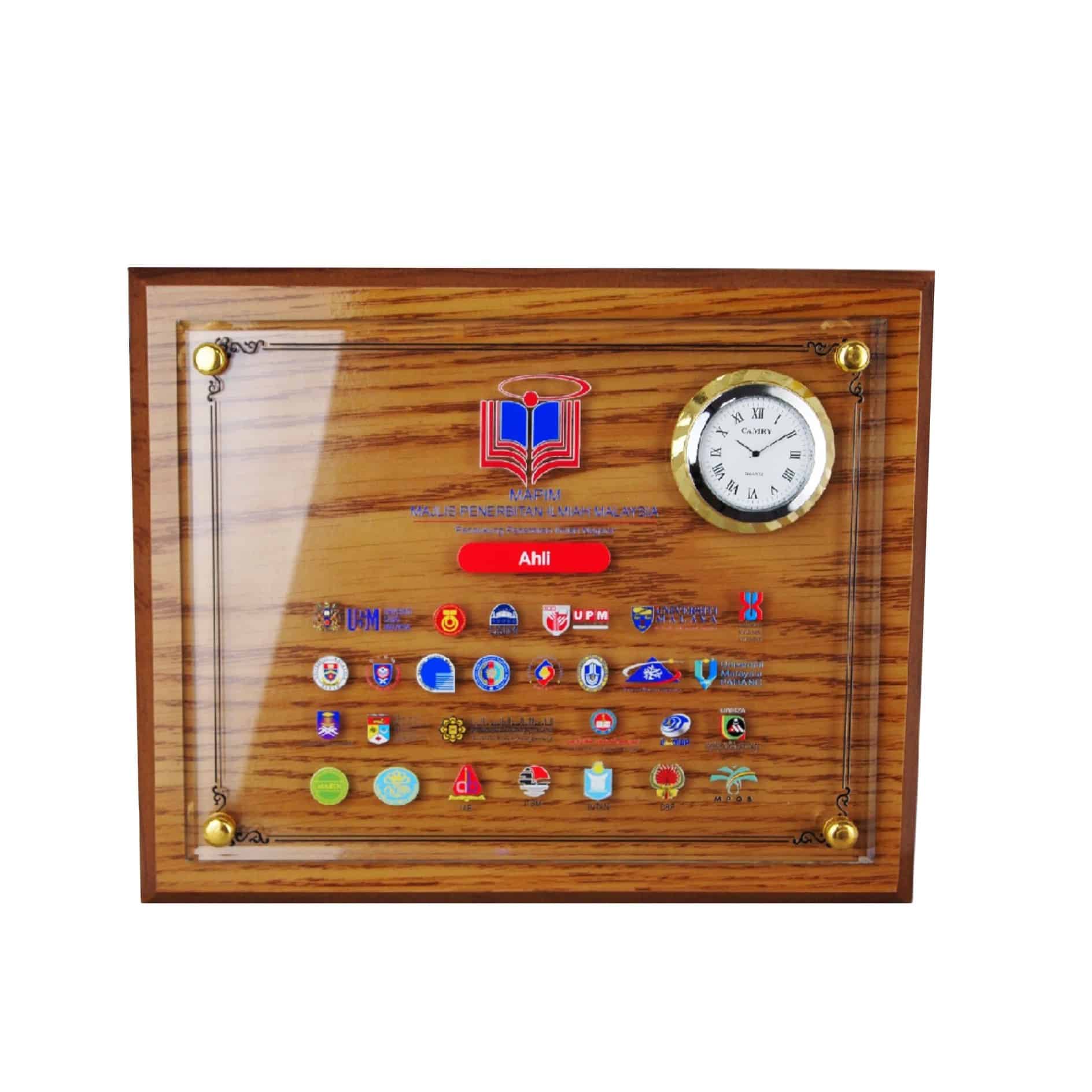 Clock Plaques Wooden Crystal Plaque (Clock) CL2045 Wooden Crystal Plaque (Clock) CL2045