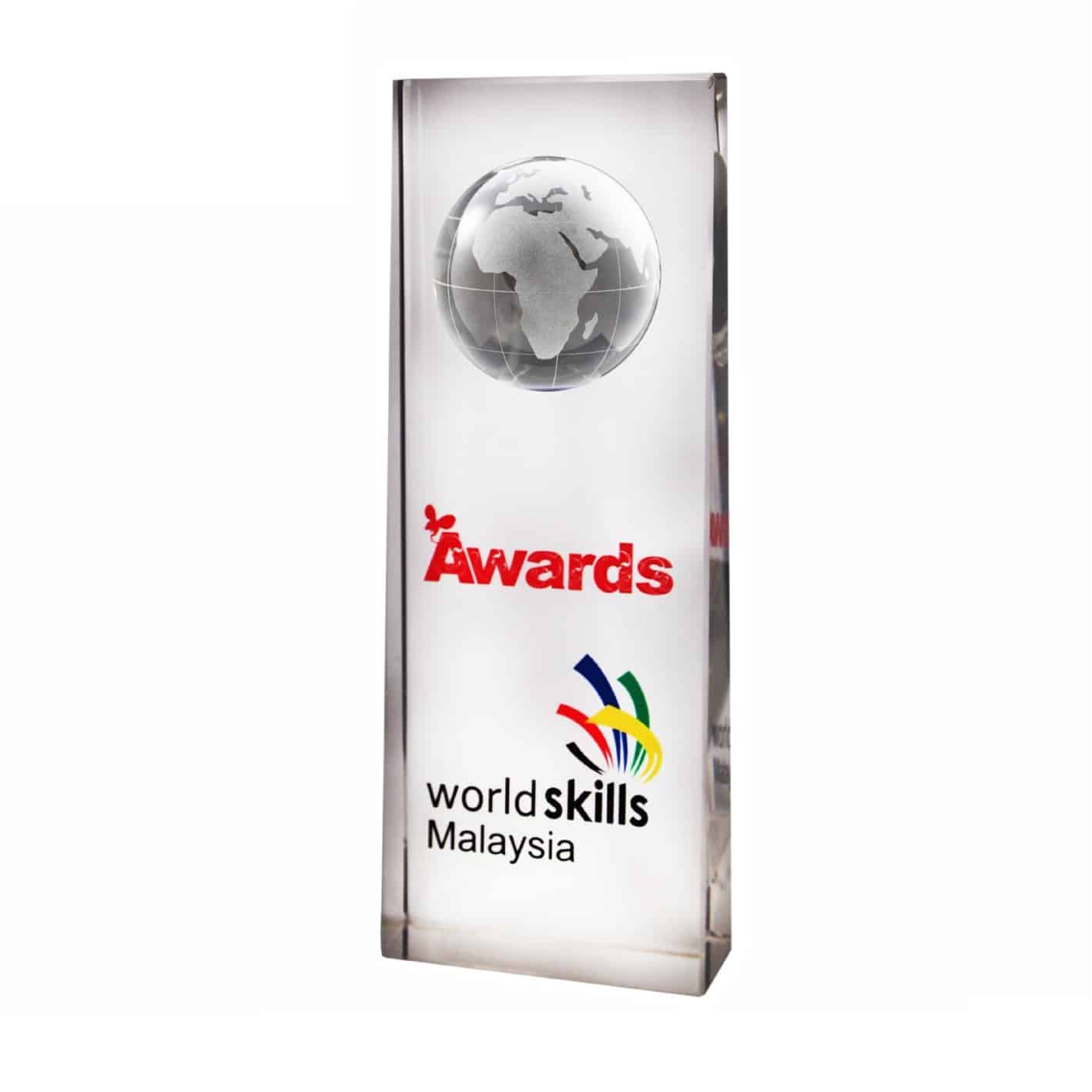 Crystal Plaques Crystal Plaque (Globe) CR3042 Trophy Malaysia KL - Our range of Plaques - Buy Online Today