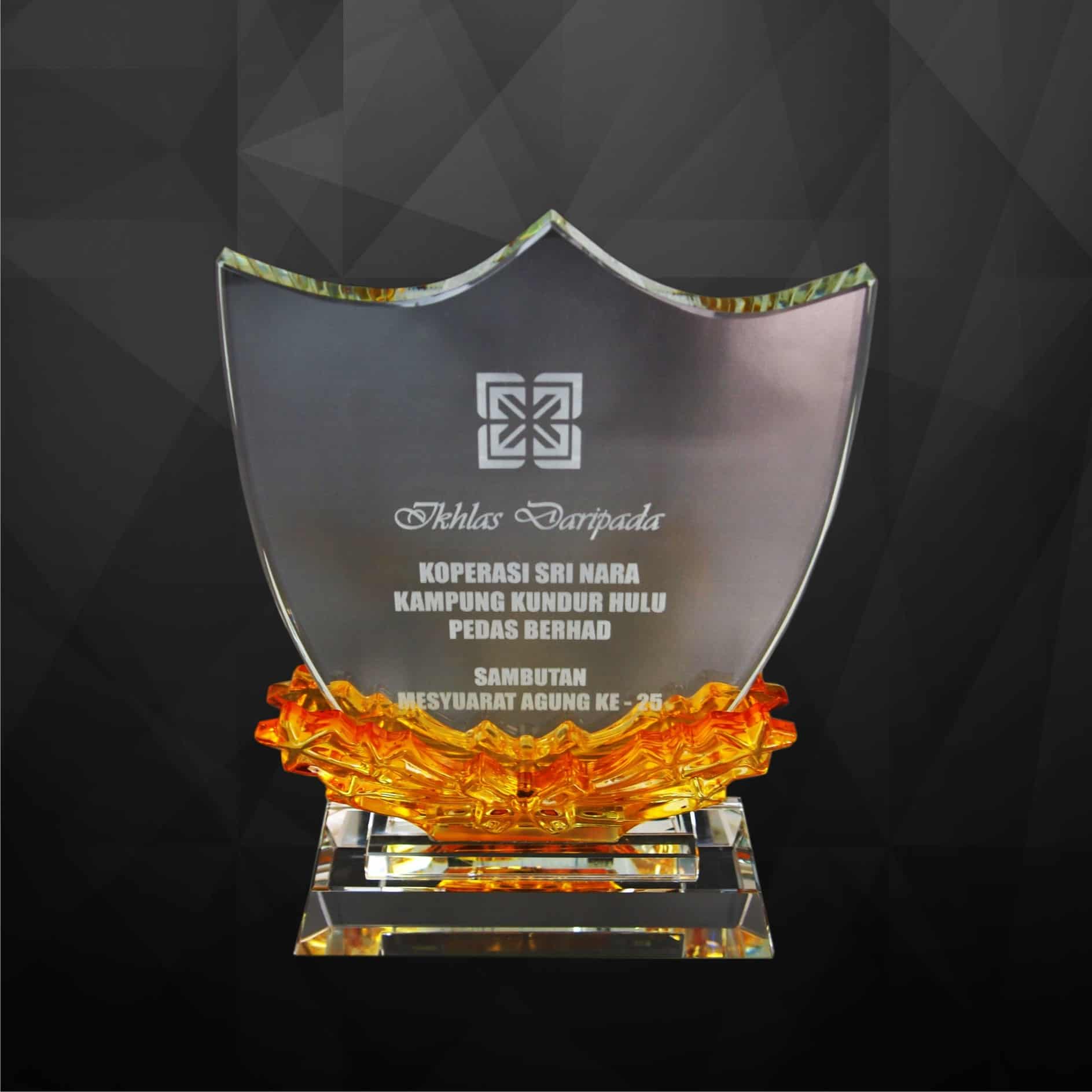 Crystal Plaques Shield Crystal Award CR9123 Shield Crystal Award CR9123