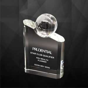 Crystal Plaques Crystal Globe Plaque CR9255 Crystal Globe Plaque CR9255