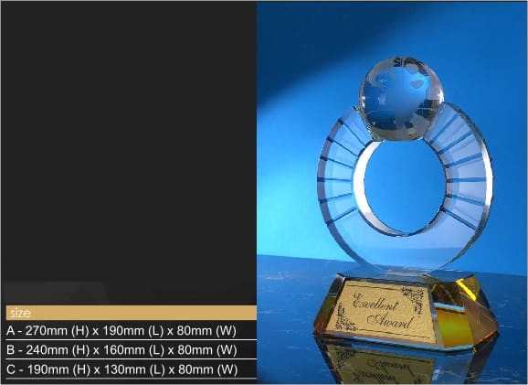 Crystal Plaques Globe Crystal Award CR9301 Globe Crystal Award CR9301